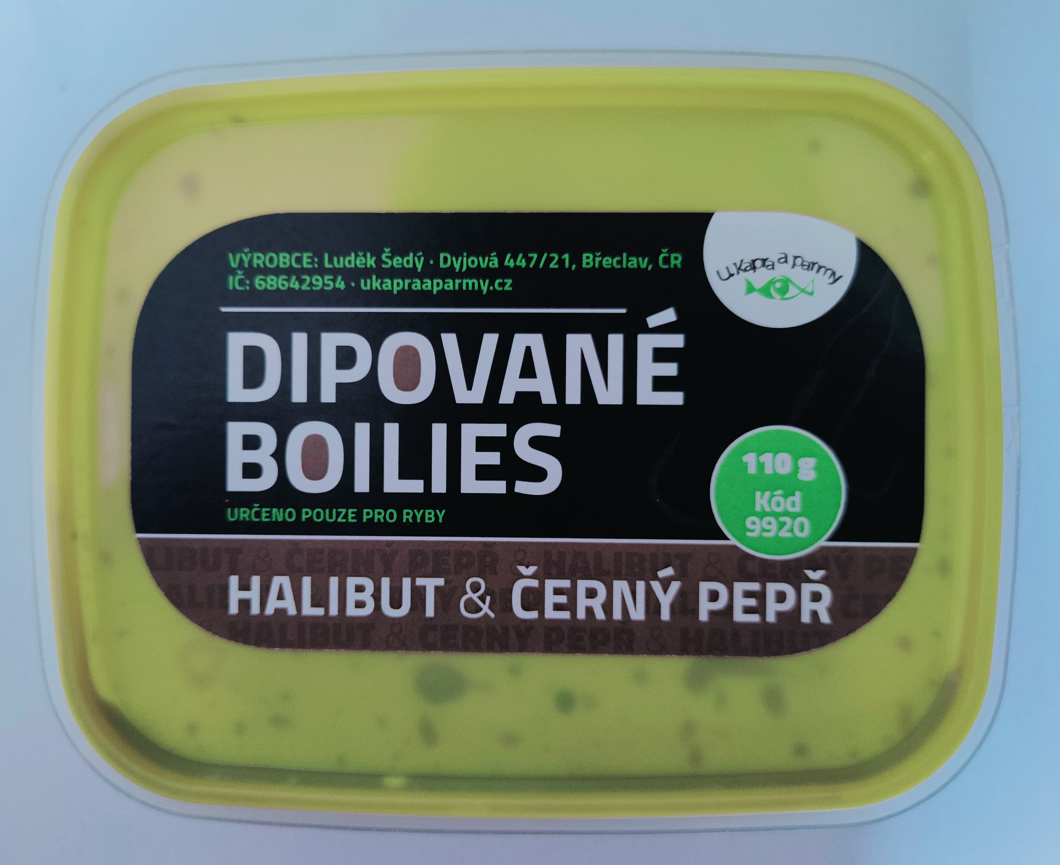 Dipované boilies - halibut a černý pepř 110g